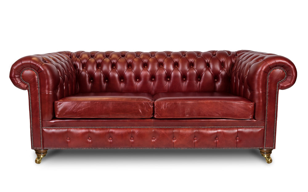 Monty    3 seater Chesterfield in Red wood Heritage leather
