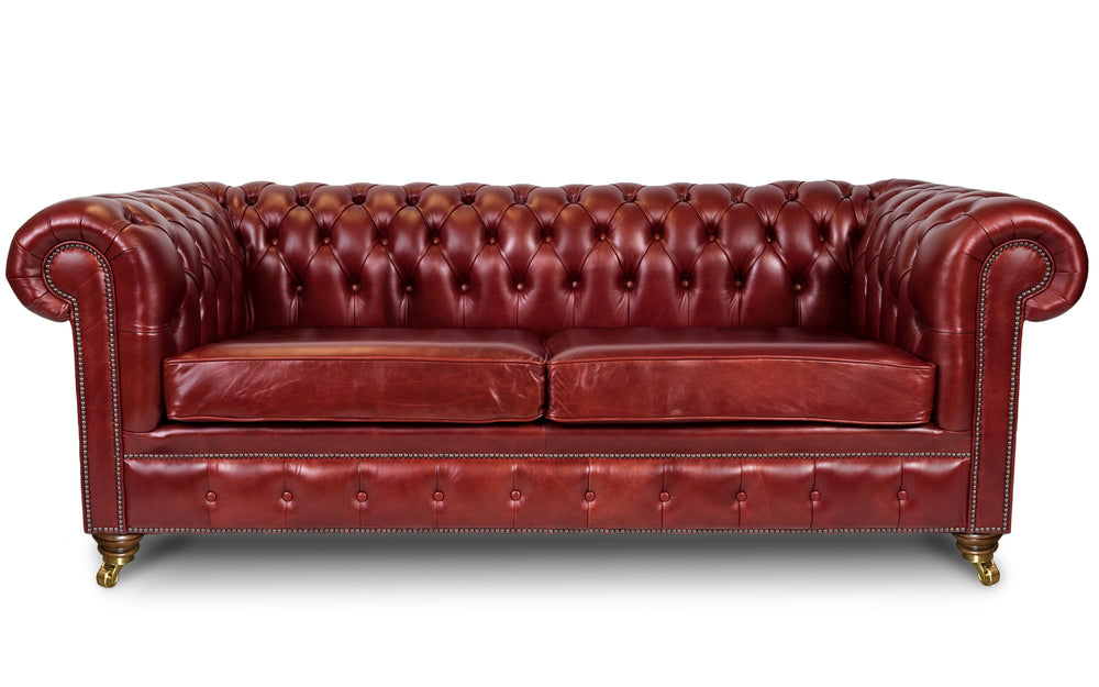Monty    4 seater Chesterfield in Red wood Heritage leather
