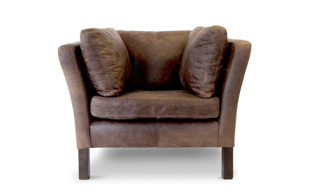 Dark brown leather clearance armchair