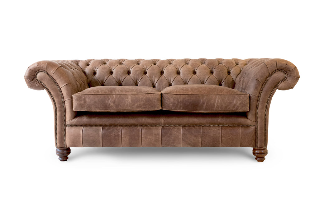 Brown leather clearance chesterfield chair