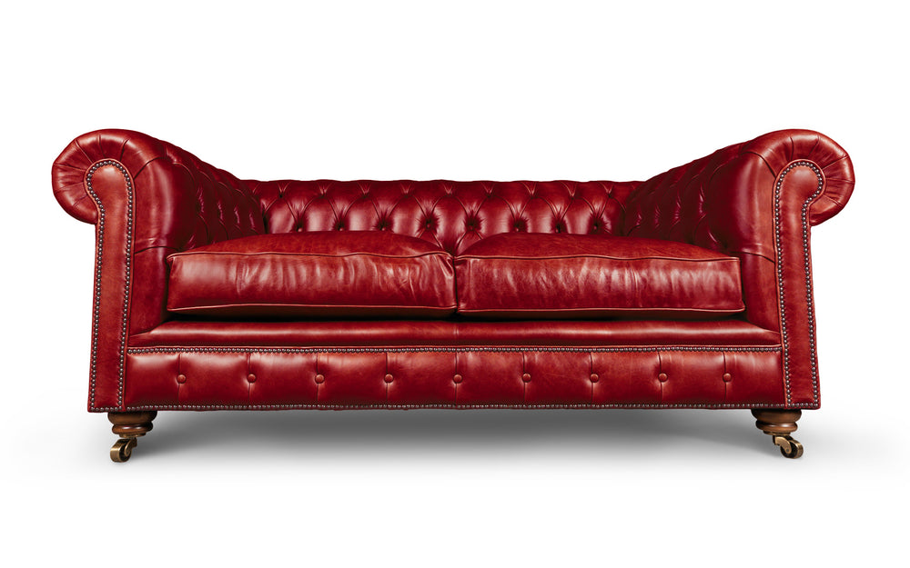 Monty    2 seater Chesterfield in Red wood Heritage leather - with Sofa Bed