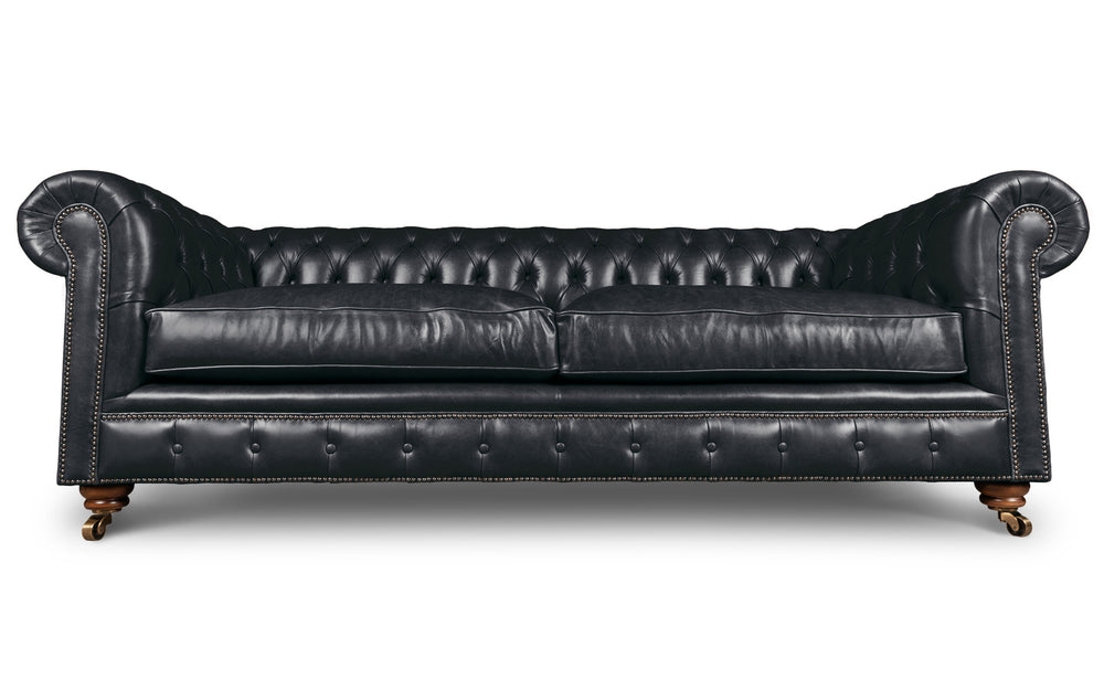 Monty    4 seater Chesterfield in Ebony Heritage leather
