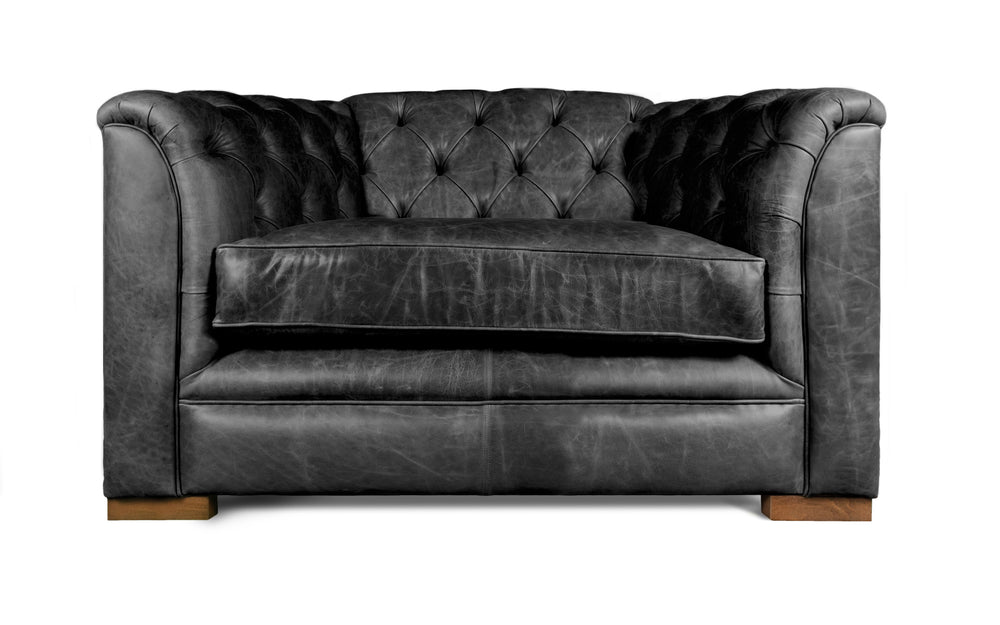 Kempster    1 seater Chesterfield in Black Vintage leather
