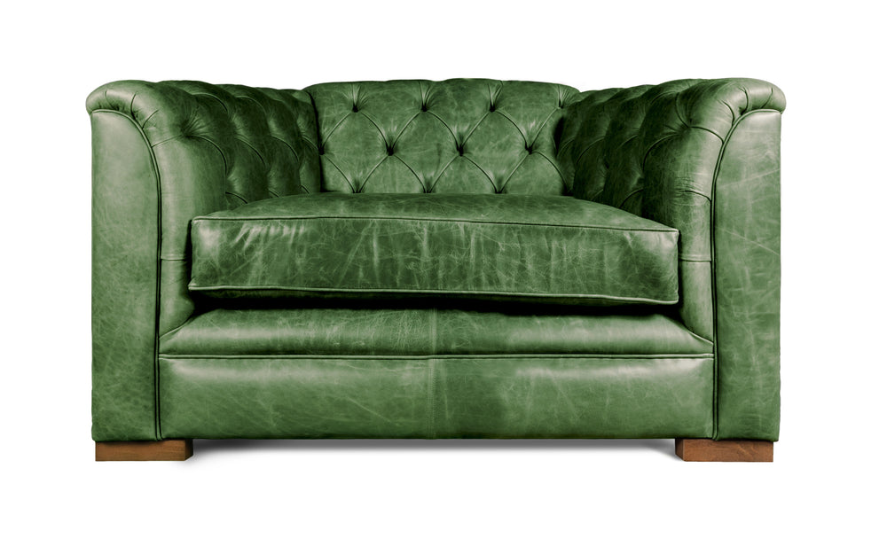 Kempster    1 seater Chesterfield in Green Vintage leather
