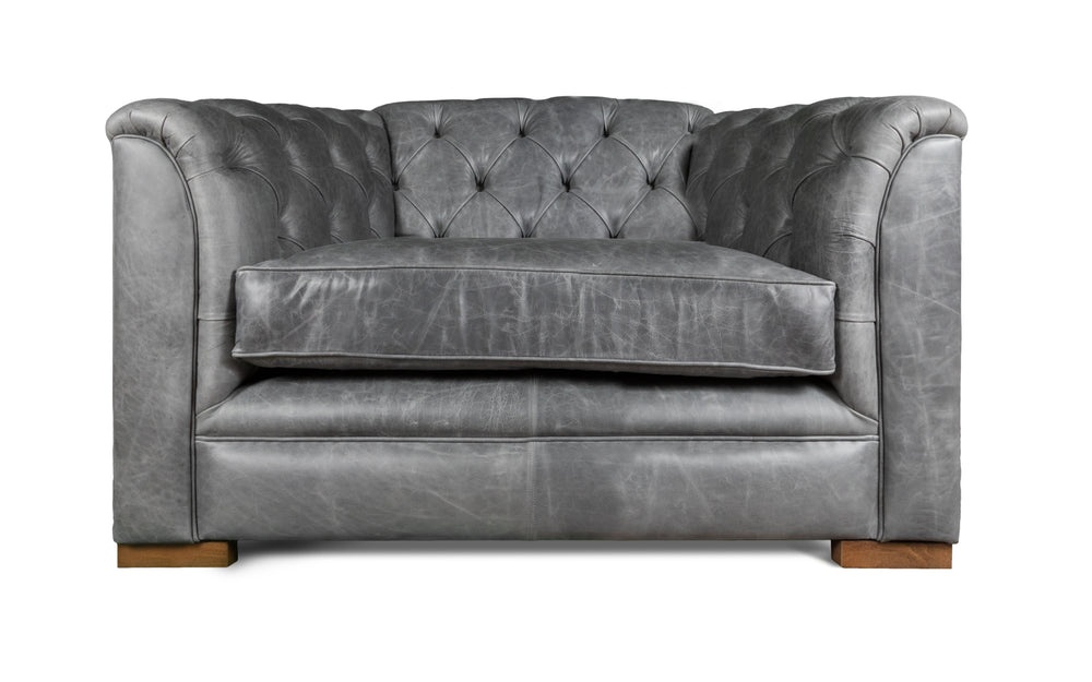 Kempster    1 seater Chesterfield in Grey Vintage leather
