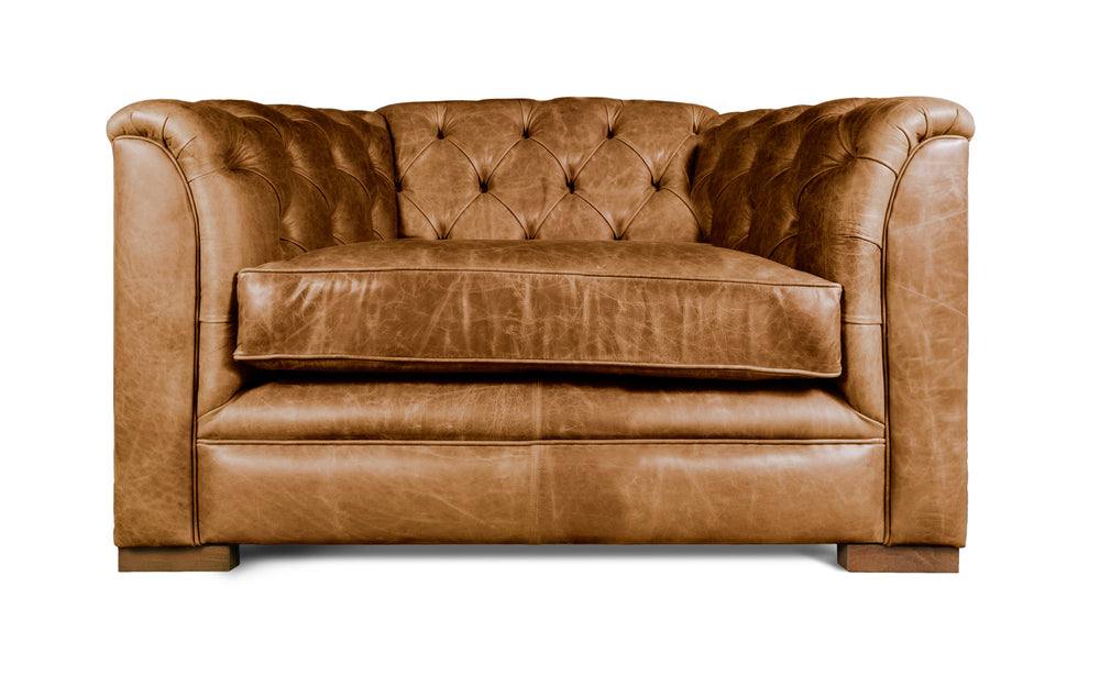 Kempster    1 seater Chesterfield in Honey Vintage leather
