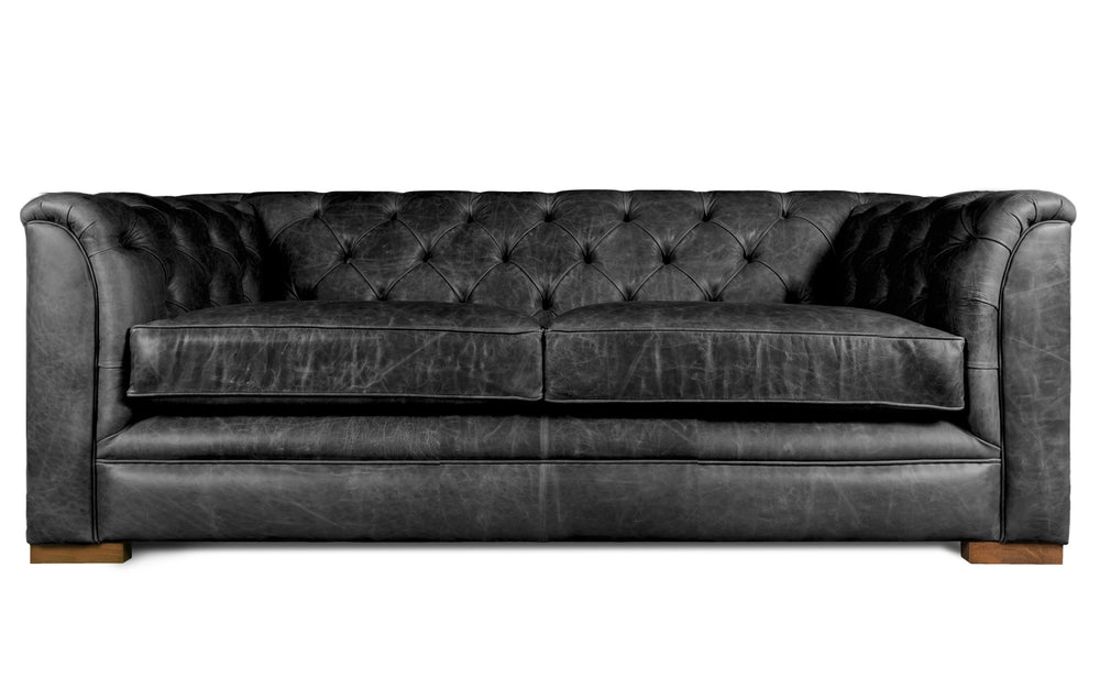Kempster    2 seater Chesterfield in Black Vintage leather
