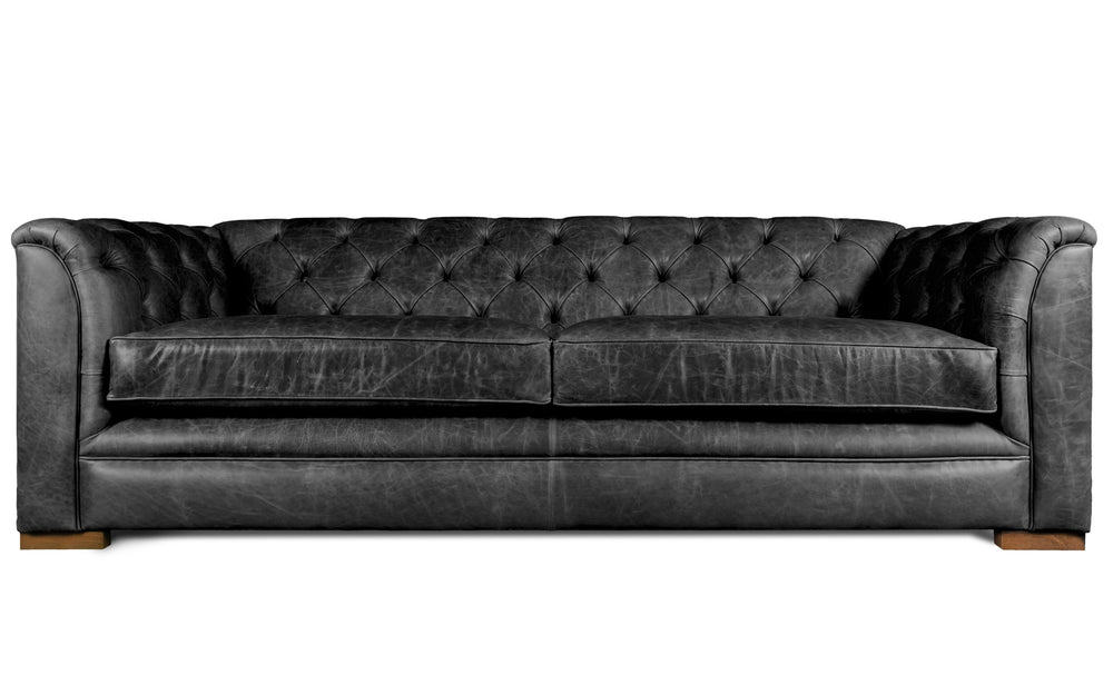 Kempster    3 seater Chesterfield in Black Vintage leather
