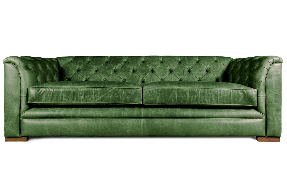 Kempster    4 seater Chesterfield in Green Vintage leather
