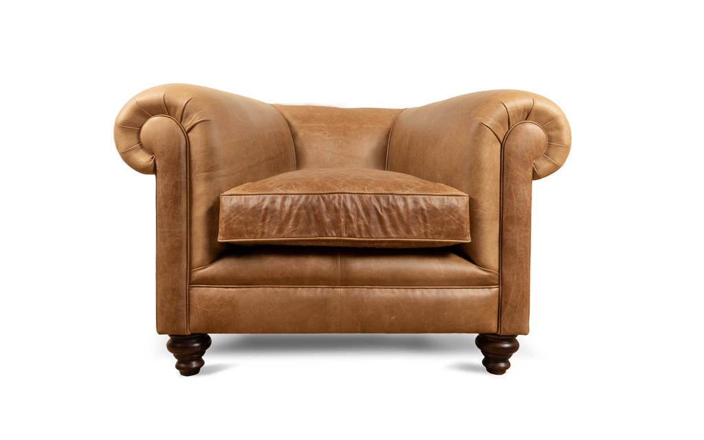 Lennox Chesterfield sofa in Honey Rustic Leather