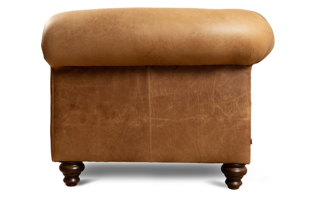 Brown leather store chesterfield loveseat