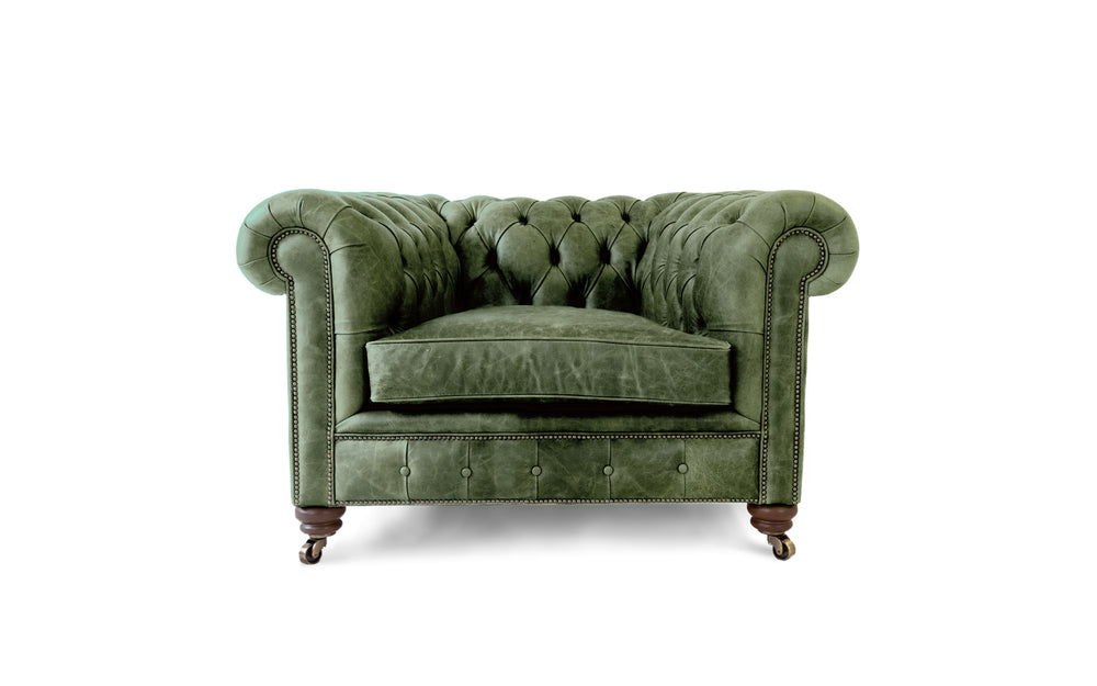 'mini' monty    1 seater Chesterfield in Green Vintage leather
