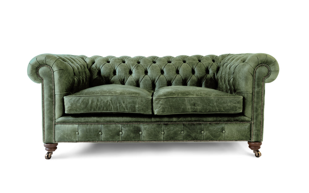 'mini' monty    2 seater small Chesterfield in Green Vintage leather
