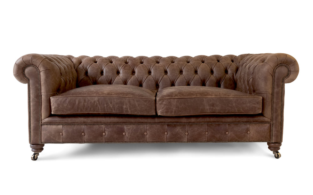 'mini' monty    3 seater Chesterfield in Dark brown Vintage leather
