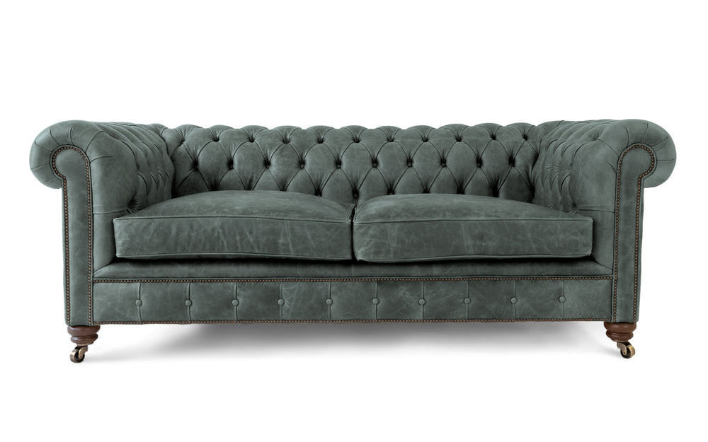 'mini' monty    3 seater Chesterfield in Grey Vintage leather
