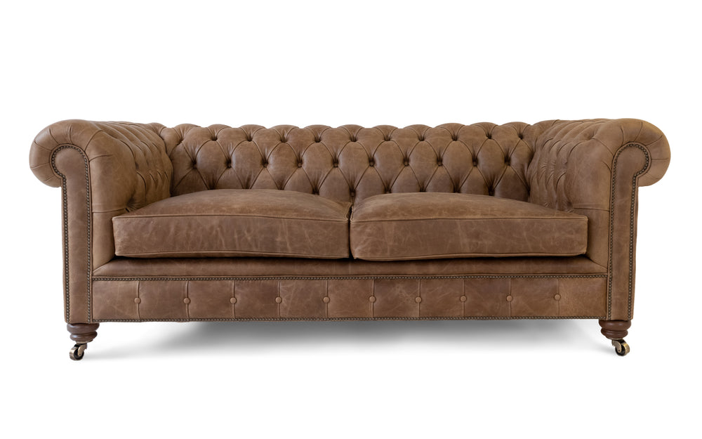 'mini' monty    3 seater Chesterfield in Honey Vintage leather
