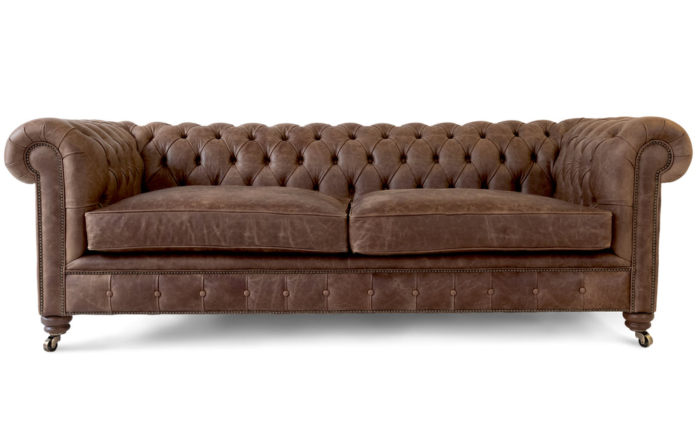 'mini' monty    4 seater Chesterfield in Dark brown Vintage leather
