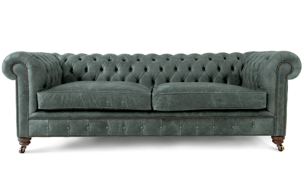 'mini' monty    4 seater Chesterfield in Grey Vintage leather
