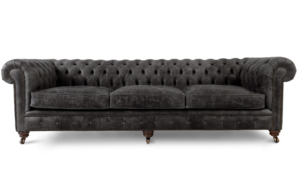 'mini' monty    5 seater Chesterfield in Black Vintage leather
