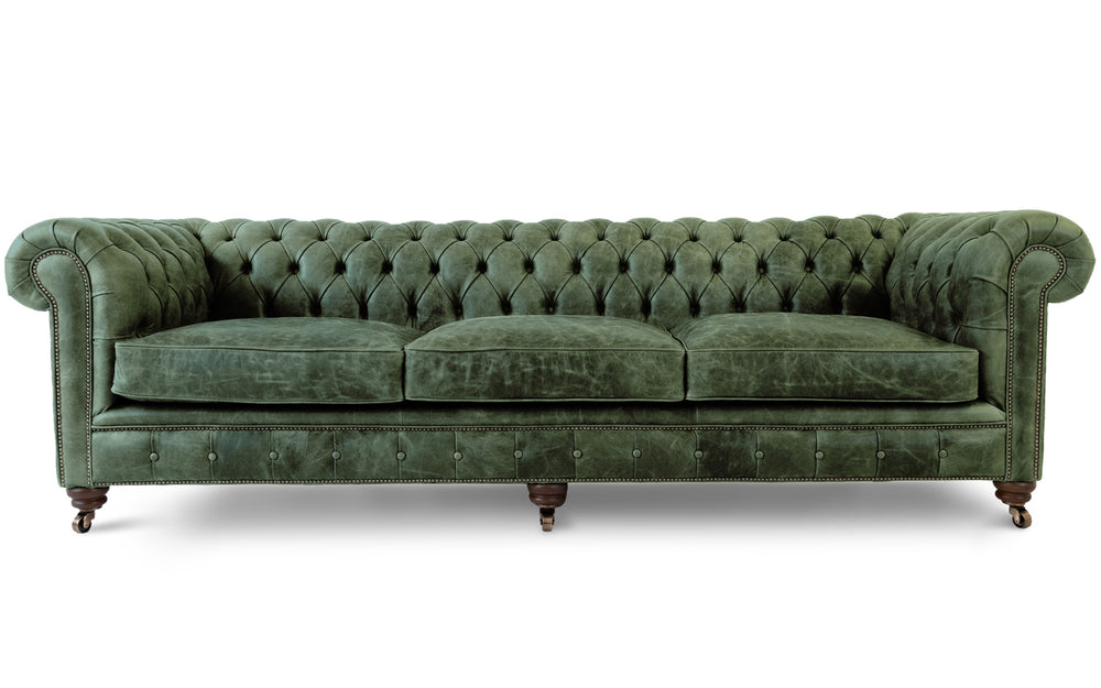 'mini' monty    5 seater Chesterfield in Green Vintage leather
