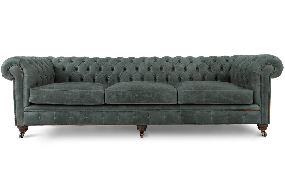 'mini' monty    5 seater Chesterfield in Grey Vintage leather
