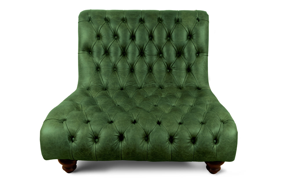 Sylvia    1 seater Chesterfield in Green Vintage leather
