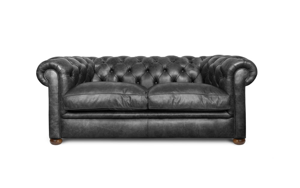 'mini' huxley    2 seater Chesterfield in Black Vintage leather
