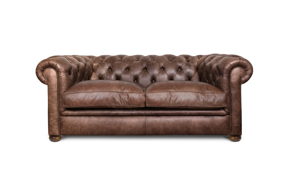 'mini' huxley    2 seater Chesterfield in Dark brown Vintage leather
