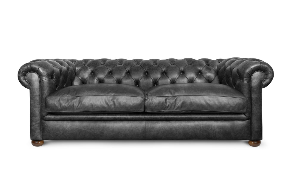 'mini' huxley    3 seater Chesterfield in Black Vintage leather
