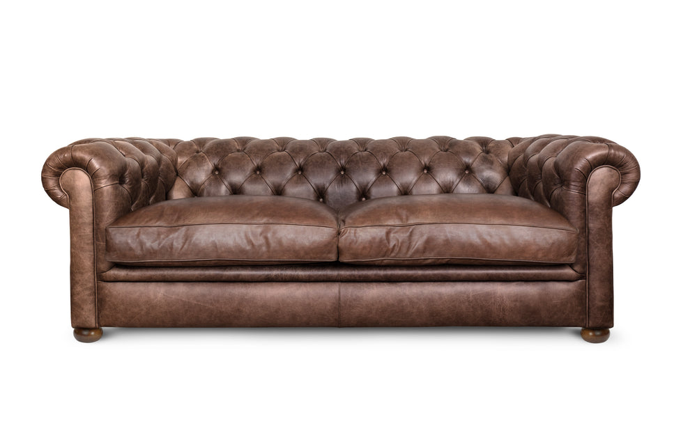 'mini' huxley    3 seater Chesterfield in Dark brown Vintage leather
