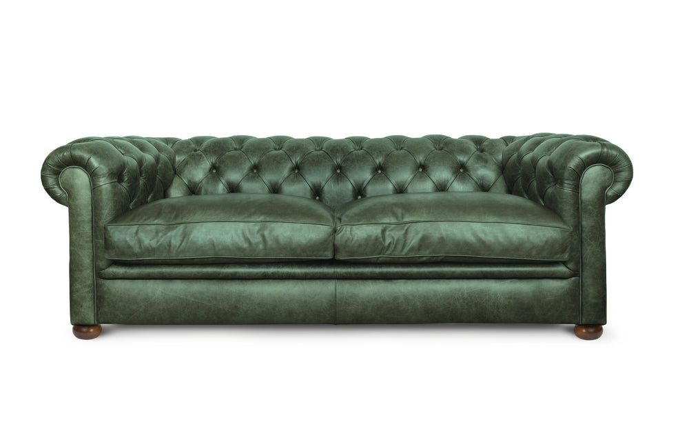 'mini' huxley    3 seater Chesterfield in Green Vintage leather
