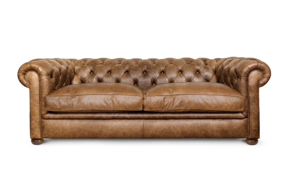 'mini' huxley    3 seater Chesterfield in Honey Vintage leather
