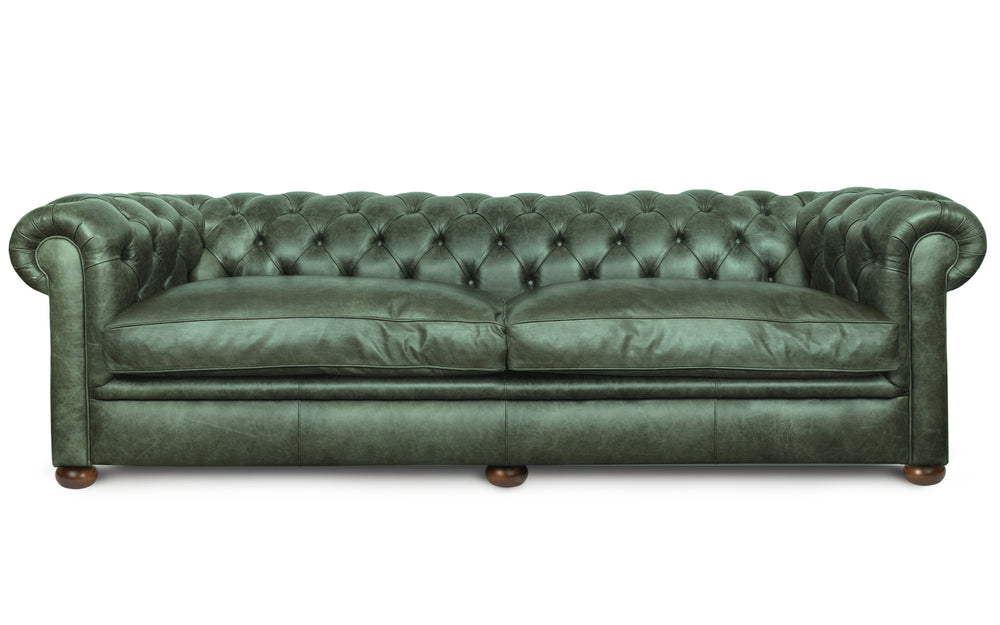 'mini' huxley    4 seater Chesterfield in Green Vintage leather
