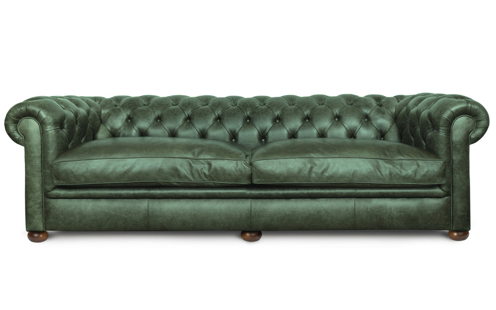 'mini' huxley    5 seater Chesterfield in Green Vintage leather
