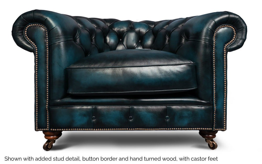 Huxley    1 seater Chesterfield in Blue Antique leather
