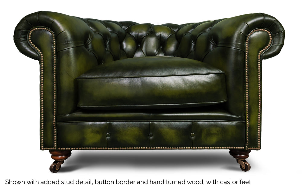 Huxley    1 seater Chesterfield in Green Antique leather
