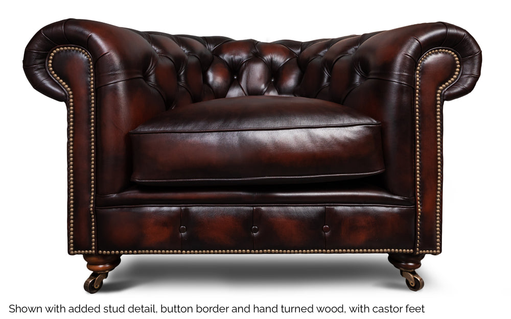Huxley    1 seater Chesterfield in Red Antique leather
