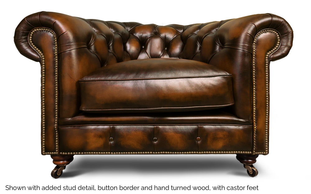 Huxley    1 seater Chesterfield in Tan Antique leather
