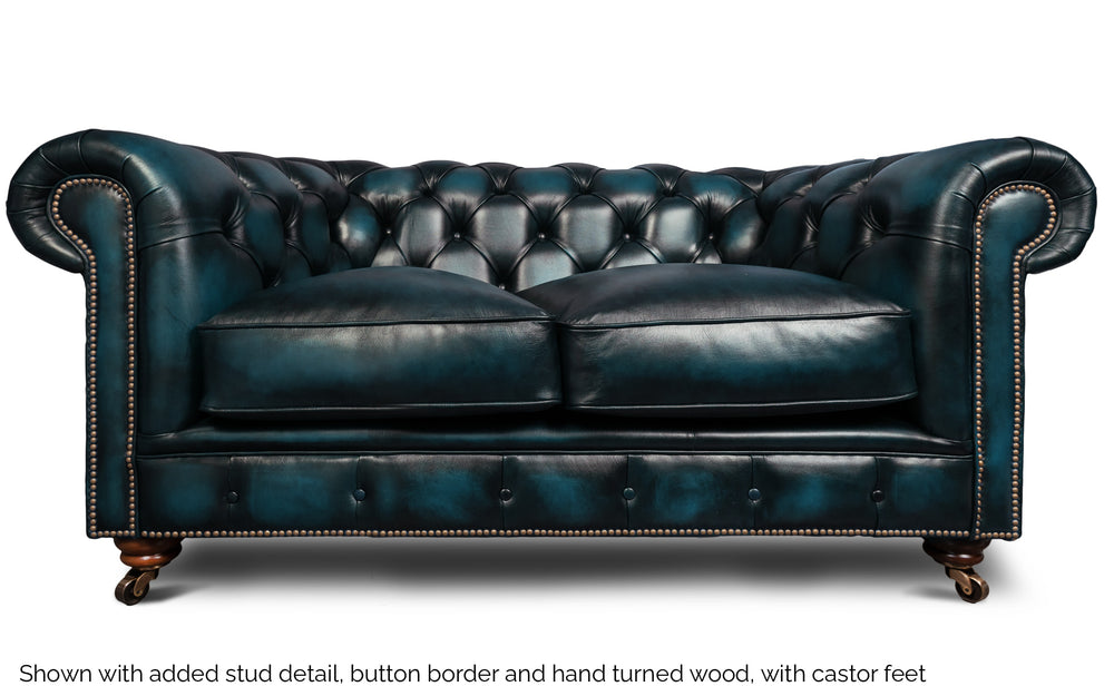 Huxley    2 seater Chesterfield in Blue Antique leather
