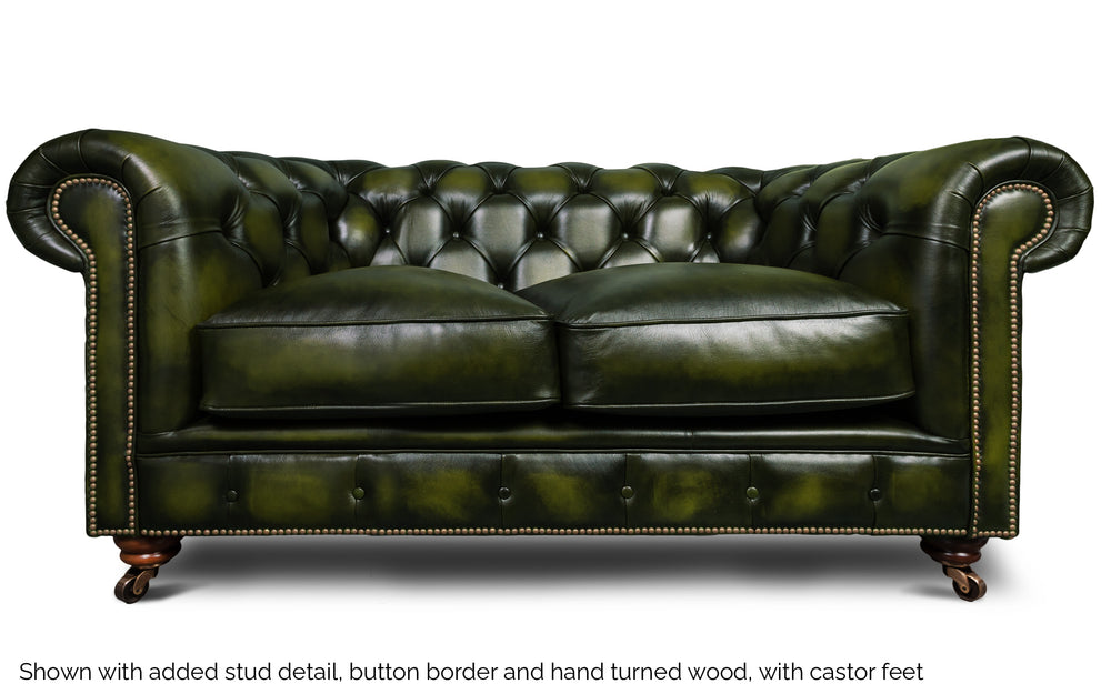 Huxley    2 seater Chesterfield in Green Antique leather

