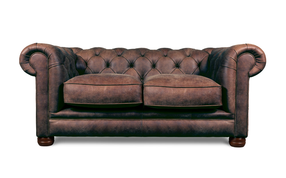 Huxley    2 seater Chesterfield in Bark Rustic leather
