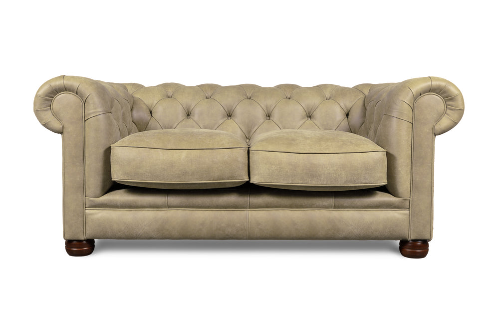 Huxley    2 seater Chesterfield in Ivory Rustic leather
