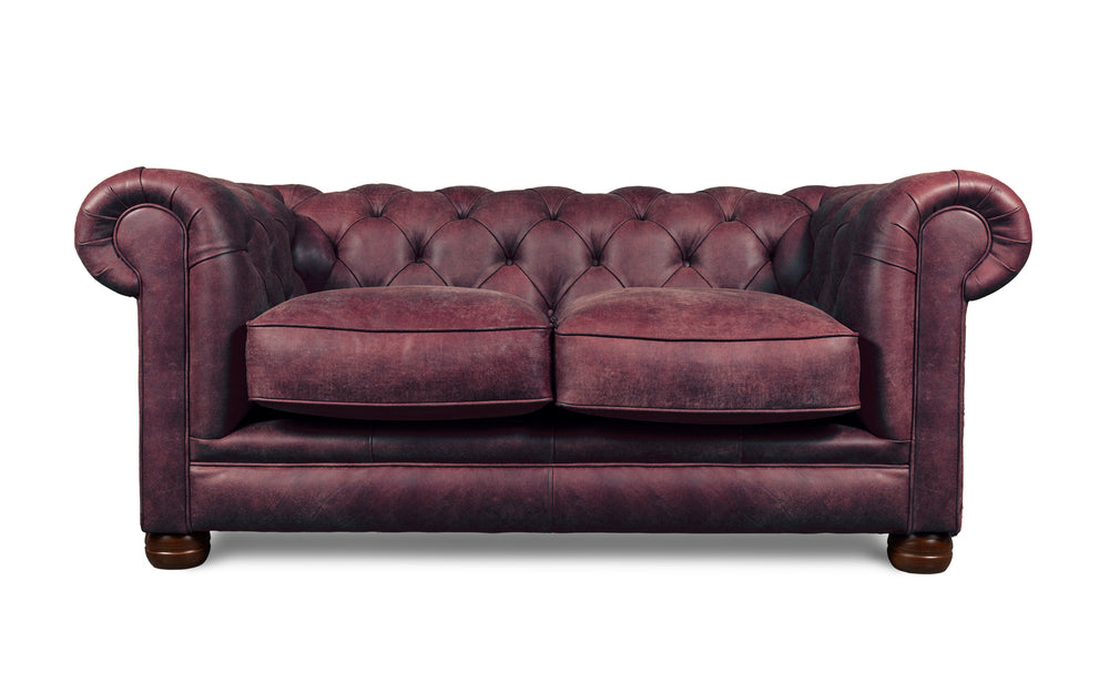 Huxley    2 seater Chesterfield in Wine Rustic leather
