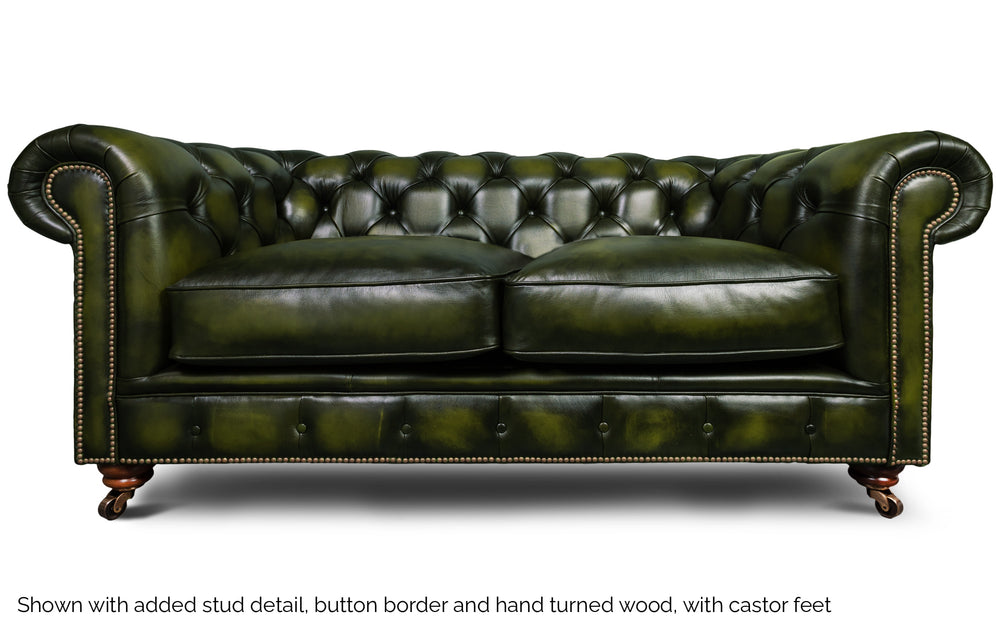 Huxley    3 seater Chesterfield in Green Antique leather
