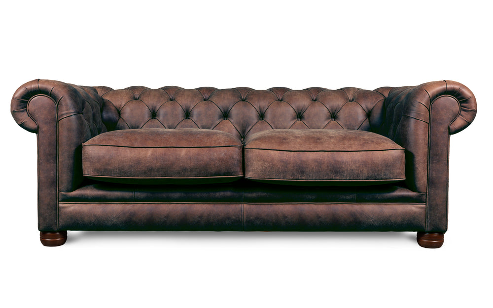 Huxley    3 seater Chesterfield in Bark Rustic leather
