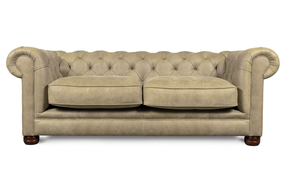 Huxley    3 seater Chesterfield in Ivory Rustic leather
