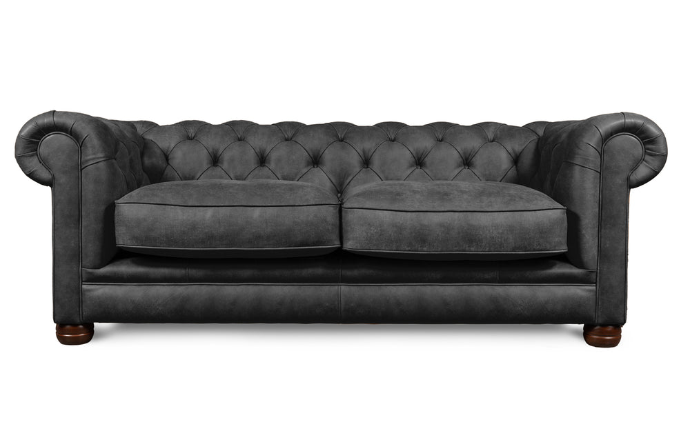 Huxley    3 seater Chesterfield in Slate Rustic leather
