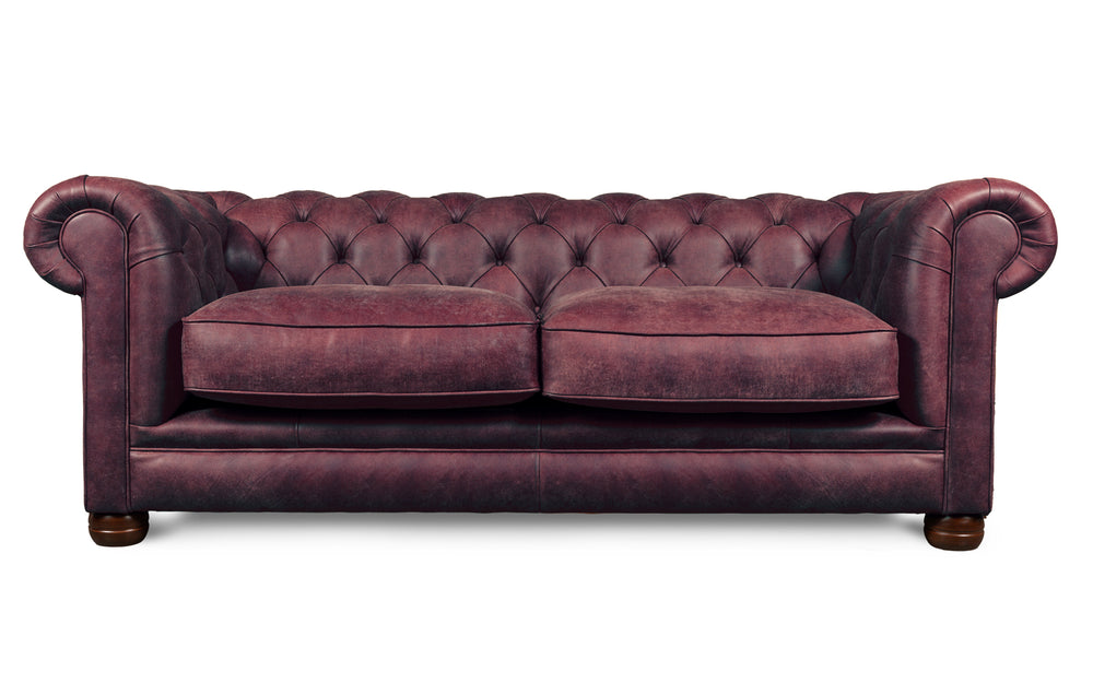 Huxley    3 seater Chesterfield in Wine Rustic leather
