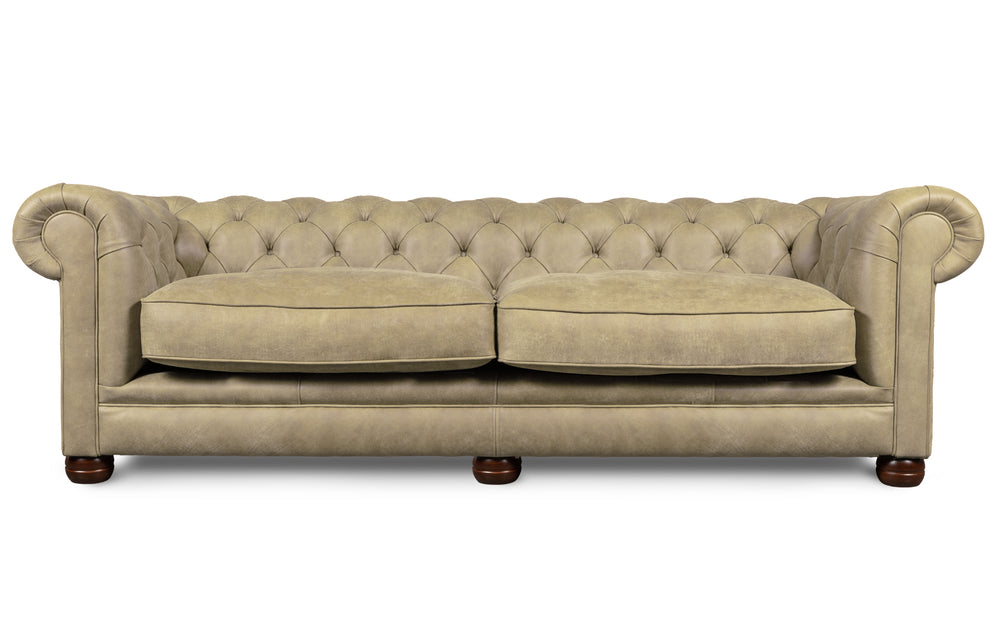 Huxley    4 seater Chesterfield in Ivory Rustic leather
