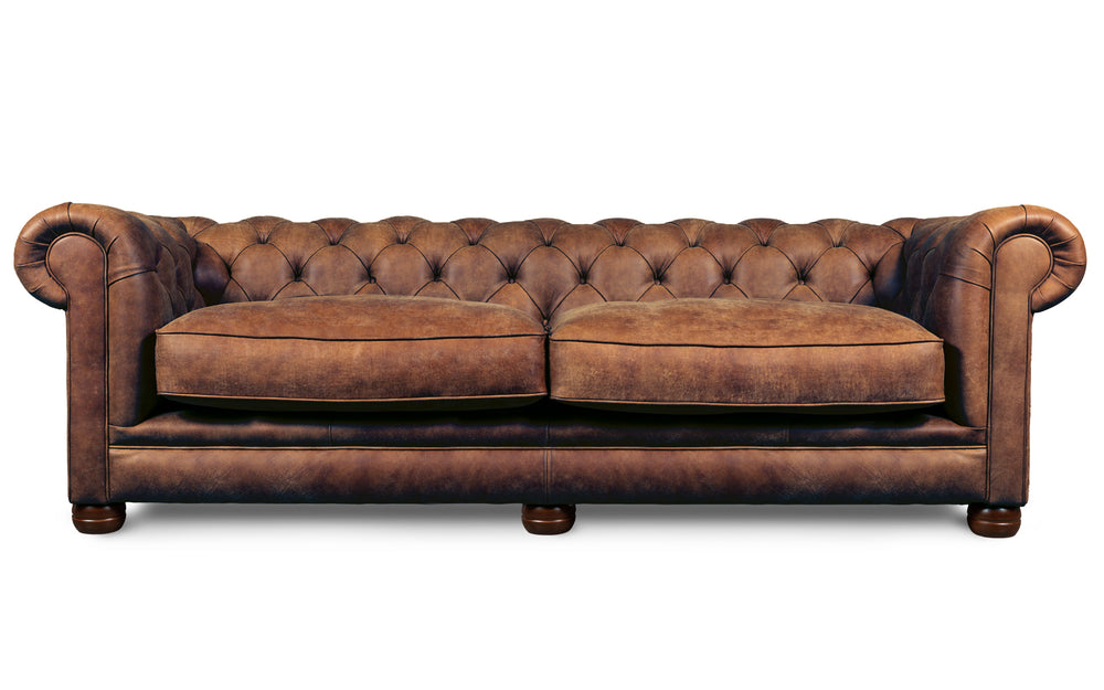 Huxley    4 seater Chesterfield in Tawny Rustic leather
